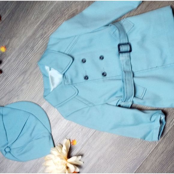 Vintage Boys Peacoat with Belt and Hat - Picture 11 of 11